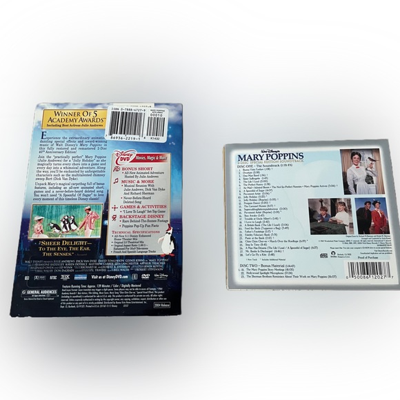 Mary Poppins DVD 2 Disc Set 40TH Anniversary Edition and Soundtrack Set 2-Disc - Picture 2 of 7